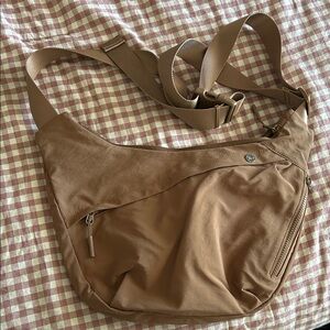 Iris and rainbow Crossbody Bag on caramel color